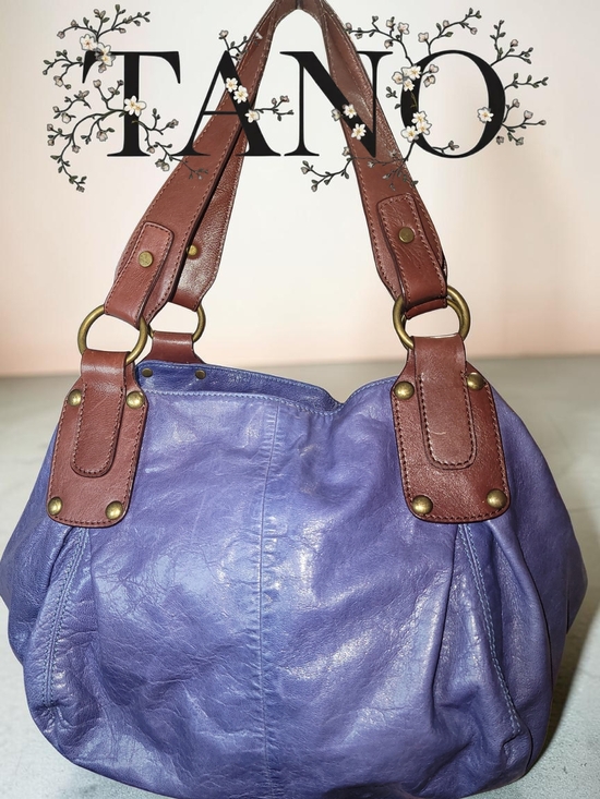 Tano Handbags - TANO Handbags Vintage Purple Blue Leather Shoulder Slouch Hobo Bag EUC